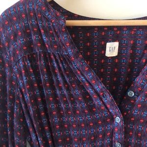 GAP Long Sleeve Dress - Blue and Red Pattern